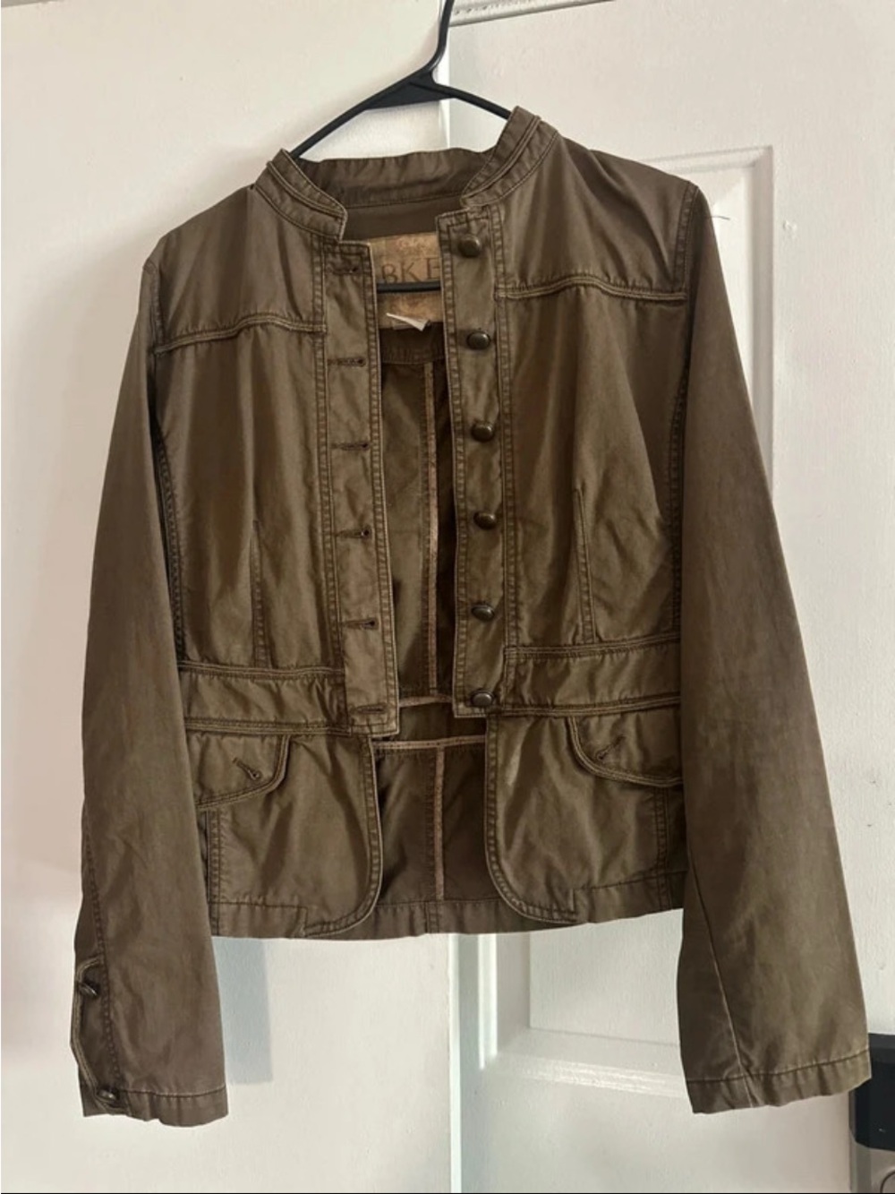 BKE Olive Utility Button-Front Jacket